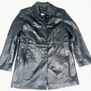 Vtg Excelled Budweiser Logo Leather Button Up Jacket Women's Zip Liner Sz L 80’s